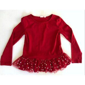 Gap Kids, Girls Red Holiday Top with Stars, Size S (6-7)